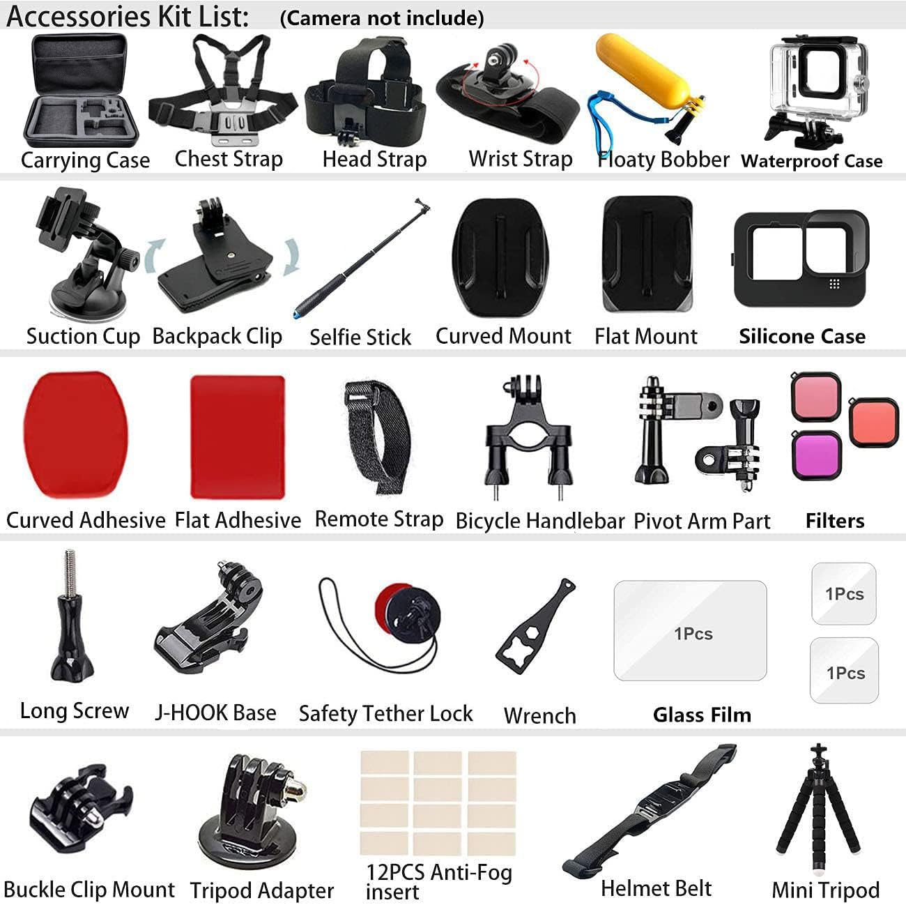 BMUUPY Accessories Kit for Gopro Hero 11 10 9 Black Accessory Bundle