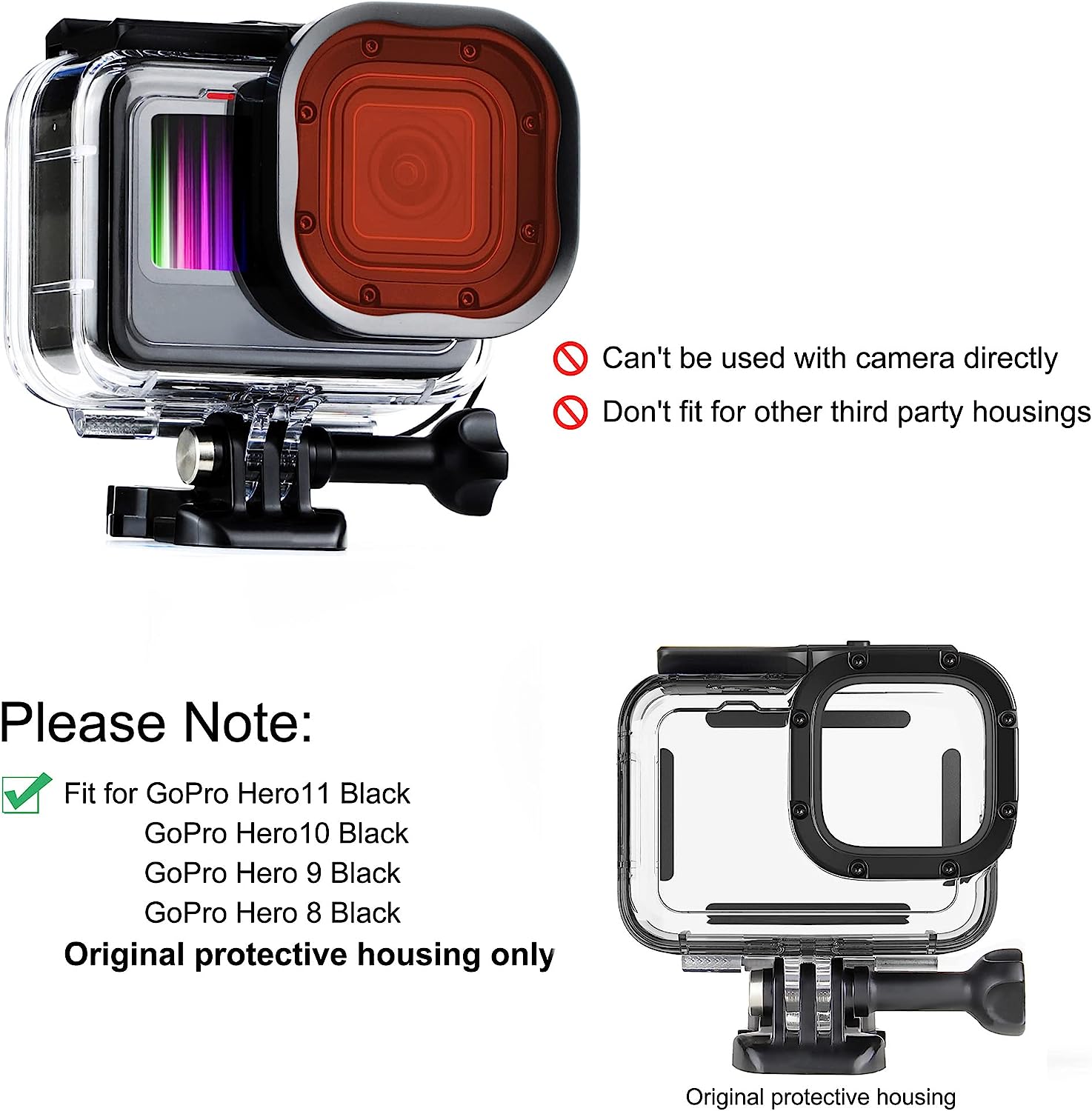 SOONSUN 3 Pack Dive Filter for GoPro Hero 8 9 10 11 Black Official Waterproof Housing Case Red Light Red Magenta Filters Enhances Colors for Various Underwater Video and Photography Conditions