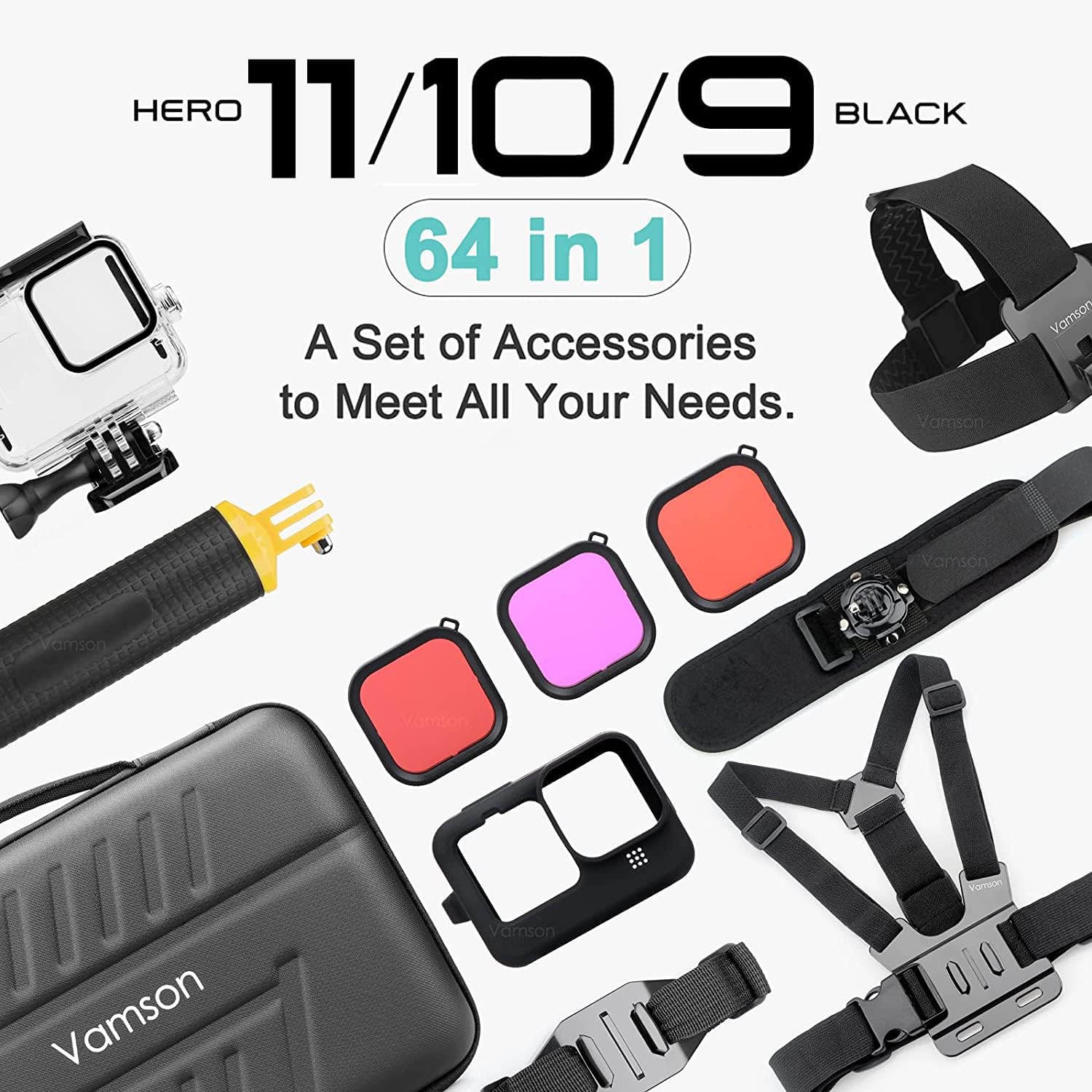 Vamson Accessories Kit for GoPro Hero 11 10 9 Black