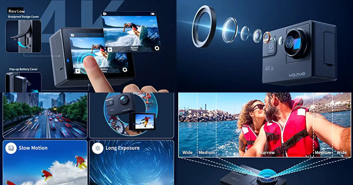 WOLFANG GA300 4K60FPS Action Camera 24MP Waterproof 40M Underwater Camera EIS Stabilization WiFi Wide Angle Helmet Camera with External Microphone by WOLFANG - $91.55 - Product Review