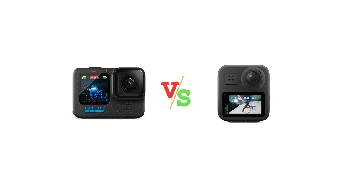 GoPro HERO12 Black Waterproof Action Camera with 5.3K60 Ultra HD Video vs GoPro MAX — Waterproof 360 + Traditional Action Camera with Touch Screen Spherical 5.6K30 HD Video 16.6MP 360 Photos 1080p Live Streaming Stabilization Versus Image