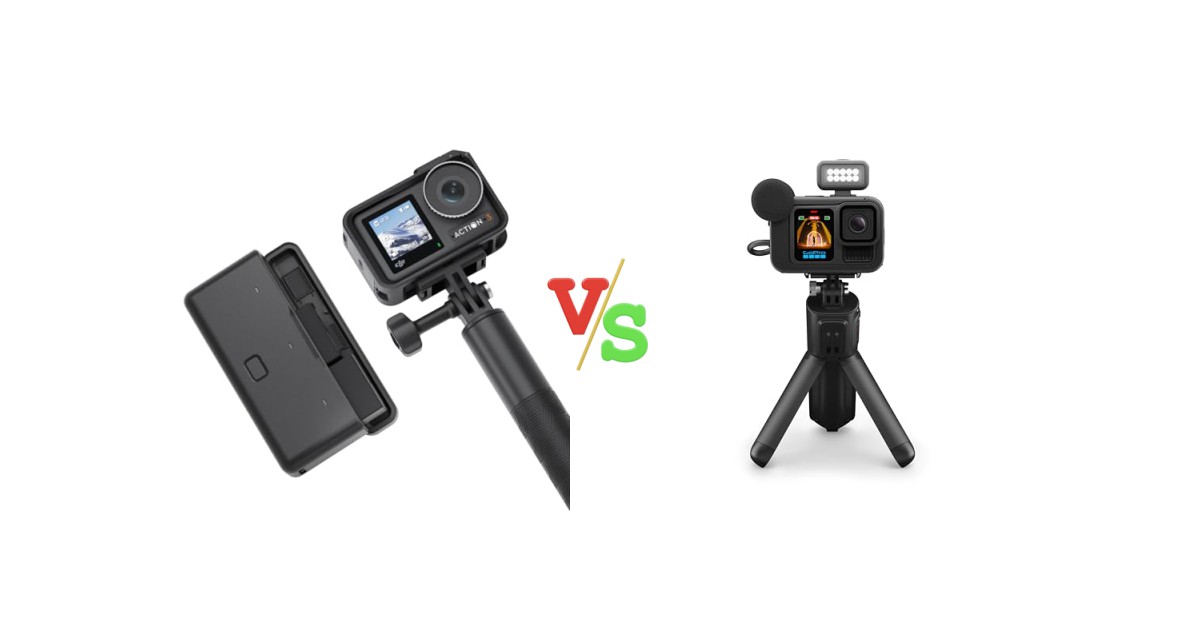 DJI Osmo Action 3 Adventure Combo vs GoPro HERO13 Black Creator Edition Volta (Battery Holder Versus Image