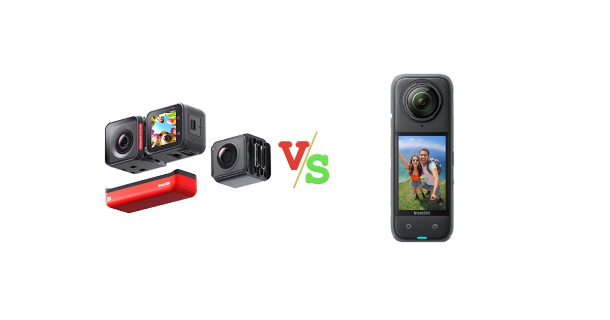 Insta360 ONE RS Twin Edition – Waterproof 4K 60fps Action Camera & 5.7K 360 Camera with Interchangeable Lenses vs Insta360 X4 Standard Bundle Waterproof 8K 360 Action Camera Versus Image