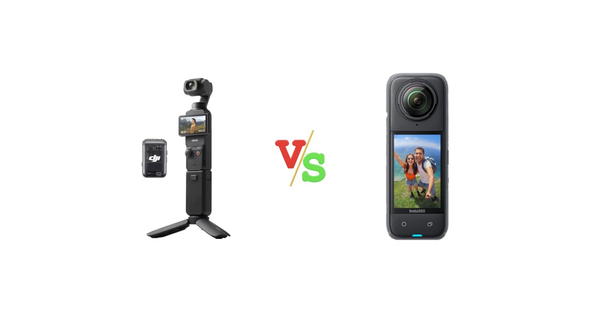 DJI Osmo Pocket 3 Creator Combo vs Insta360 X4 Standard Bundle Waterproof 8K 360 Action Camera Versus Image