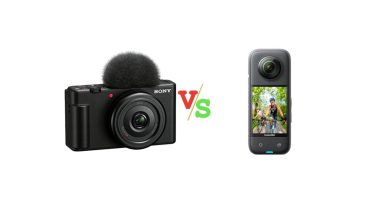 Sony ZV 1F Vlog Camera for Content Creators and Vloggers Black vs Insta360 X3 360 Action Camera with 5.7K 360 Active HDR Video Versus Image