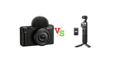 Sony ZV 1F Vlog Camera for Content Creators and Vloggers Black vs DJI Osmo Pocket 3 Creator Combo Versus Image