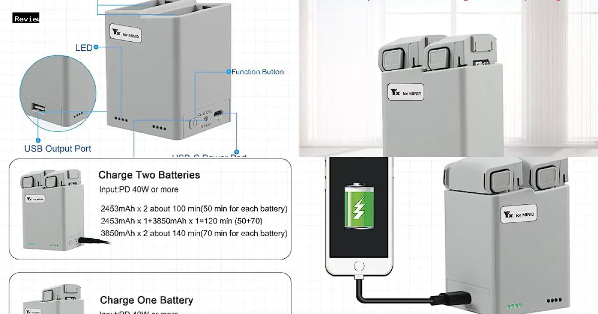LYONGTECH Two-Way Battery Charger Hub with Storage Charge for DJI Mini 4 Pro by LYONGTECH - $27.99 - Product Review