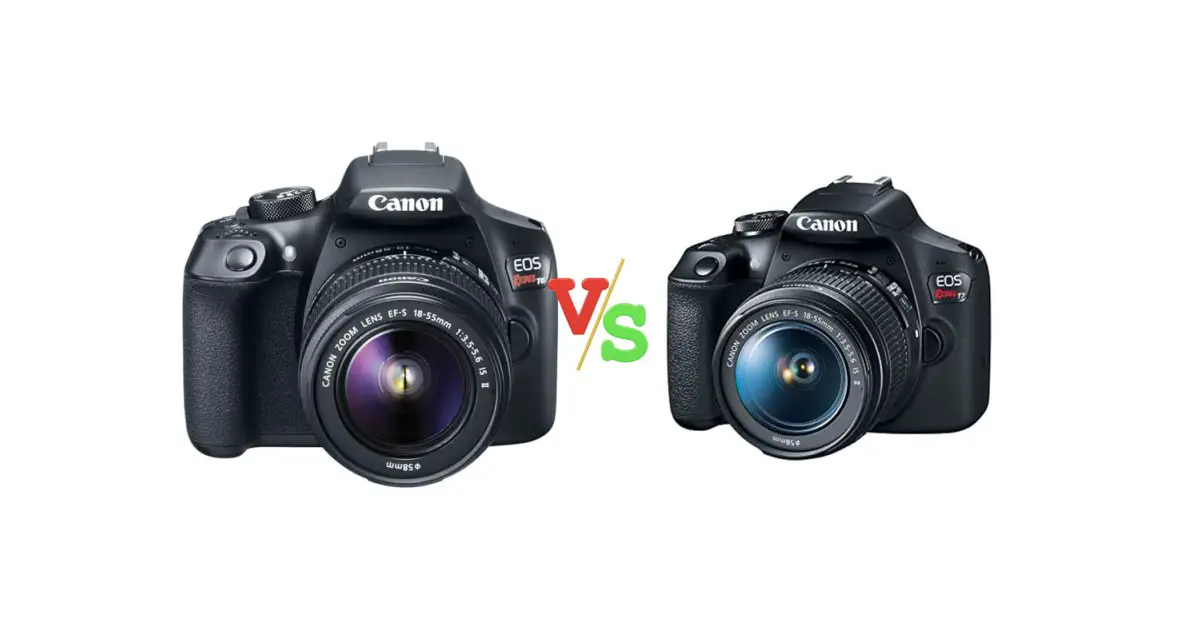 Canon EOS Rebel T6 Digital SLR Camera Kit with EF S 18 55mm f/3.5 5.6 is II Lens vs Canon EOS Rebel T7 DSLR Camera with 18 55mm Lens | Built in Wi Fi | 24.1 MP CMOS Sensor | DIGIC 4+ Image Processor and Full HD Videos Versus Image